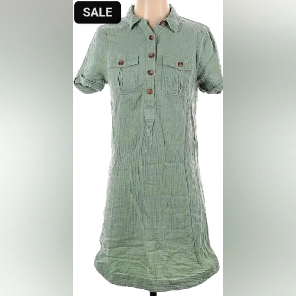 Vineyard Vines Shirt Dress, Sage green, size 2